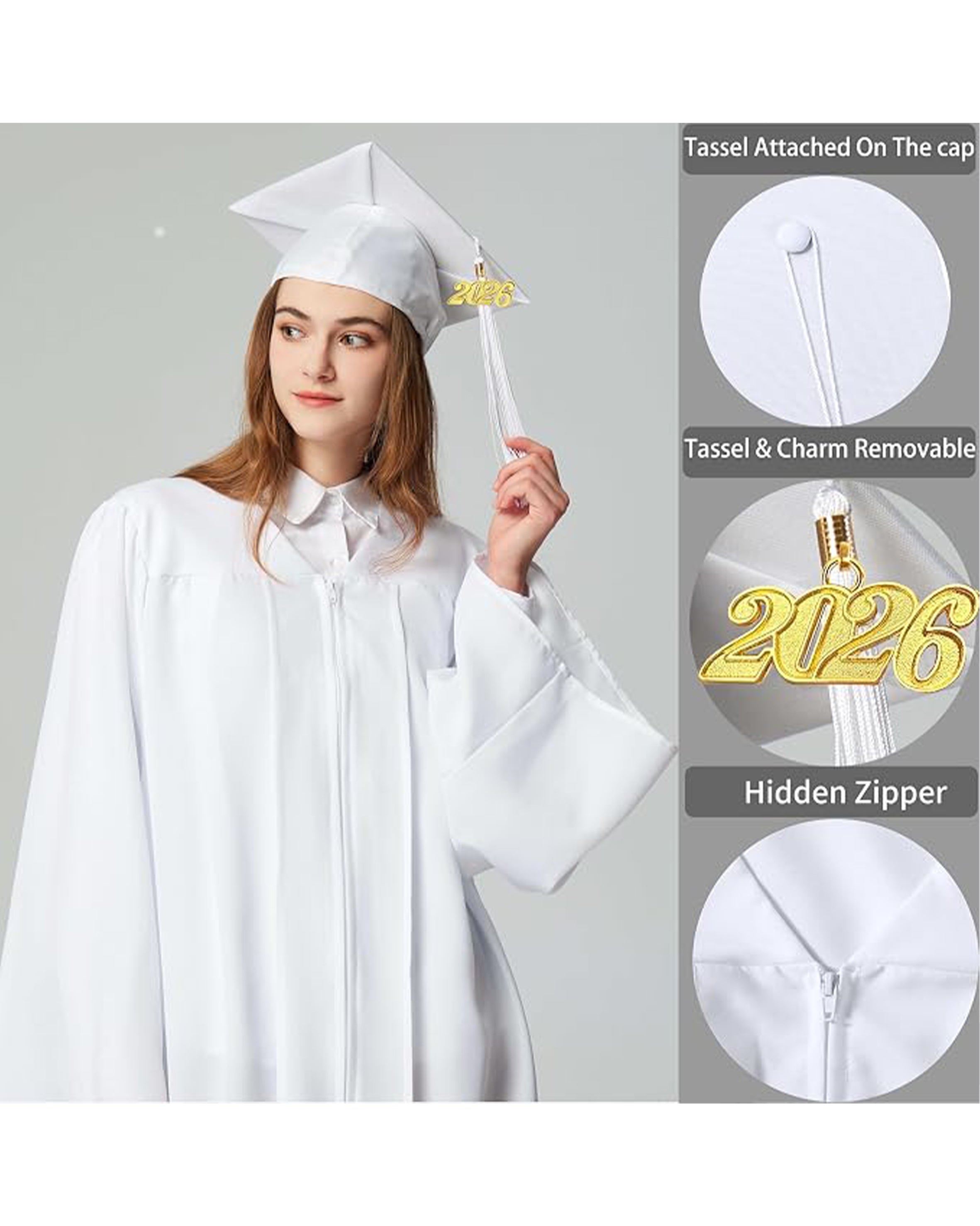 MyGradDay Unisex Matte Graduation Cap and Gown 2026 Set with Tassel Honor Cord Graduation Stoles