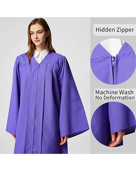 Purple Unisex Matte choir robes for church Baptism Officiant Confirmation Costume,Graduation Gown Pastor &judges robe