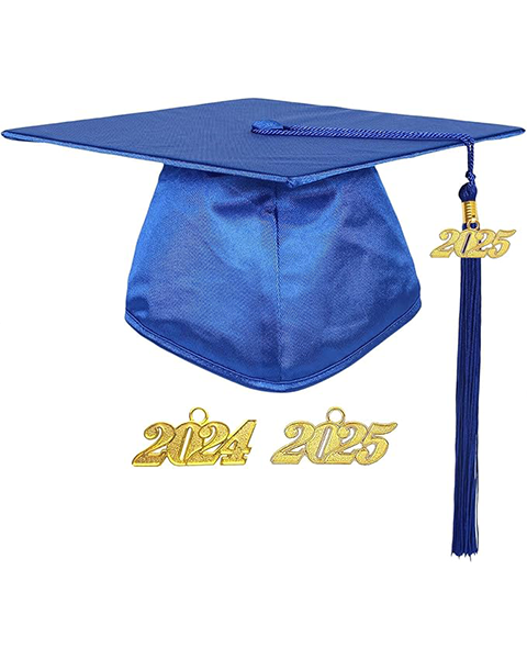MyGradDay Unisex Adult Shiny Graduation Cap with 2024+2025 Tassel Year Charm