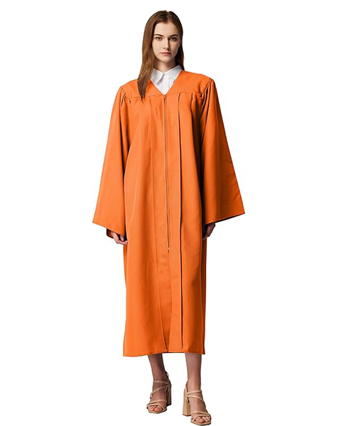 Orange Unisex Matte choir robes for church Baptism Officiant Confirmation Costume,Graduation Gown Pastor &judges robe