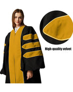 Deluxe Doctoral Graduation Gown|Graduation Regalia|PHD Gown with Gold Piping