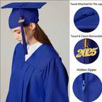 GraduationService Unisex  Matte Graduation Cap & Gown with Tassel 2025 Year Charm Rich Color