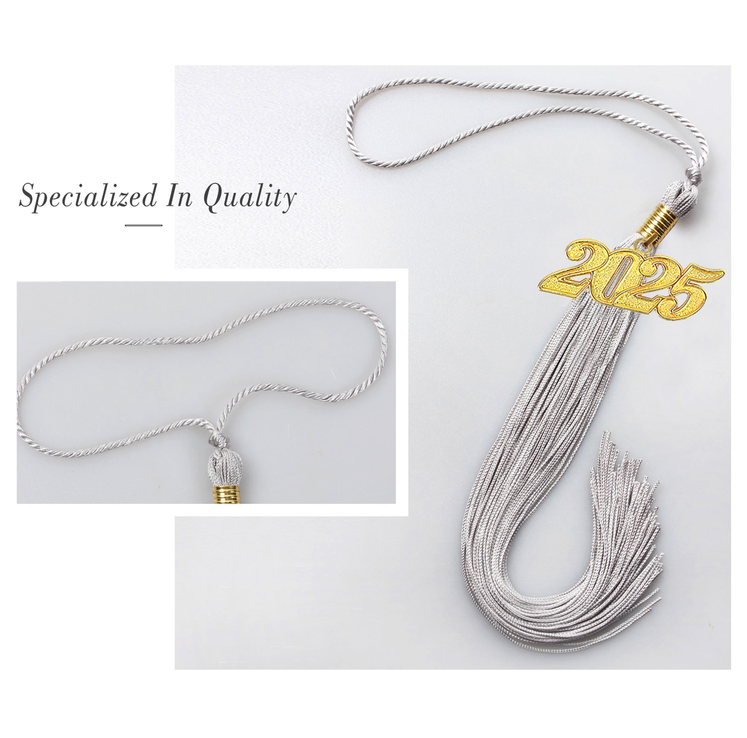Graduation Tassel with Year Charm 2024/2025 For Cap and Gown Rich Color