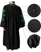 Deluxe Doctoral Graduation Gown|Graduation Regalia|PHD Gown with Gold Piping