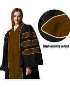 Deluxe Doctoral Graduation Gown|Graduation Regalia|PHD Gown with Gold Piping