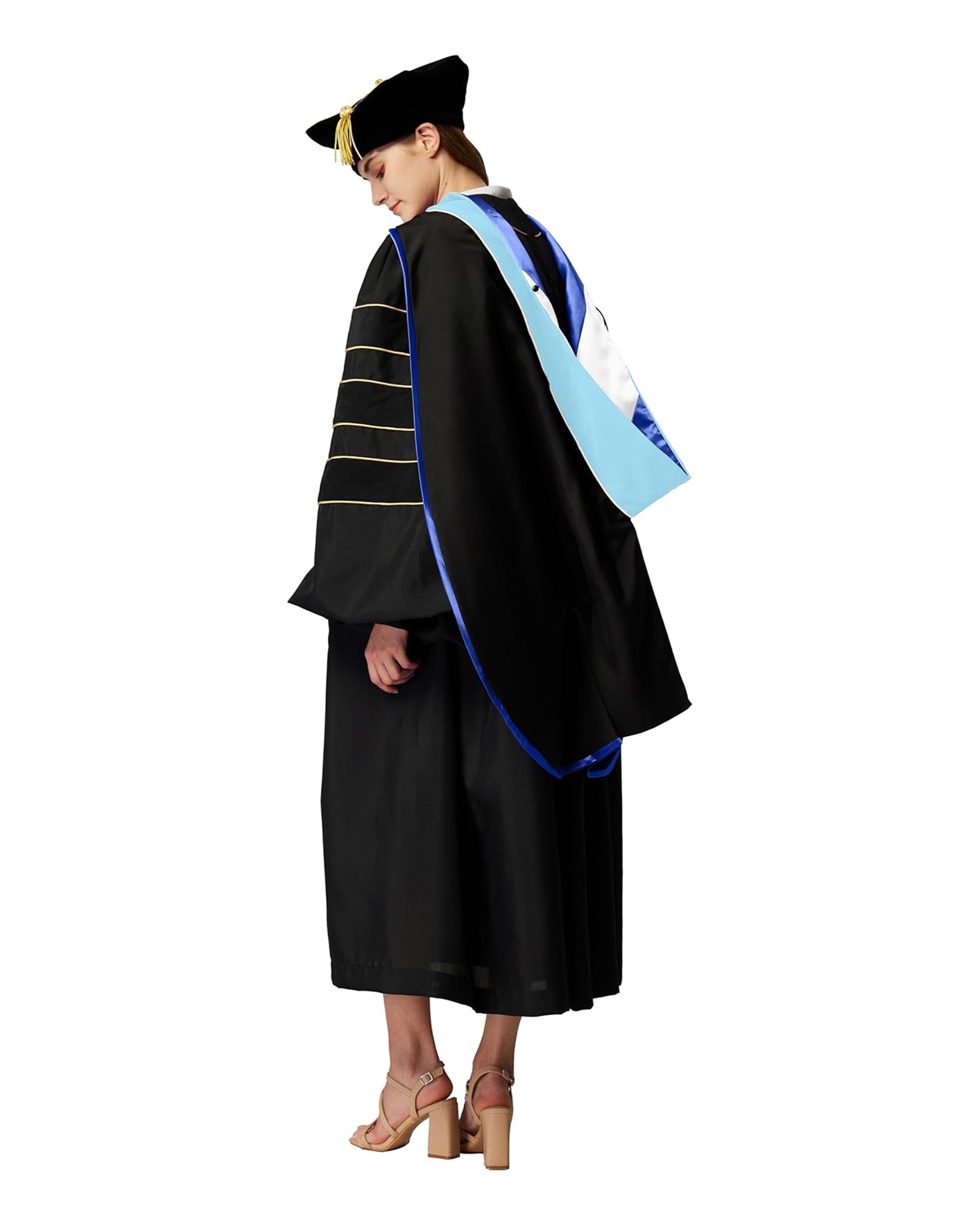 Deluxe Doctoral Graduation Hood with Gold Piping