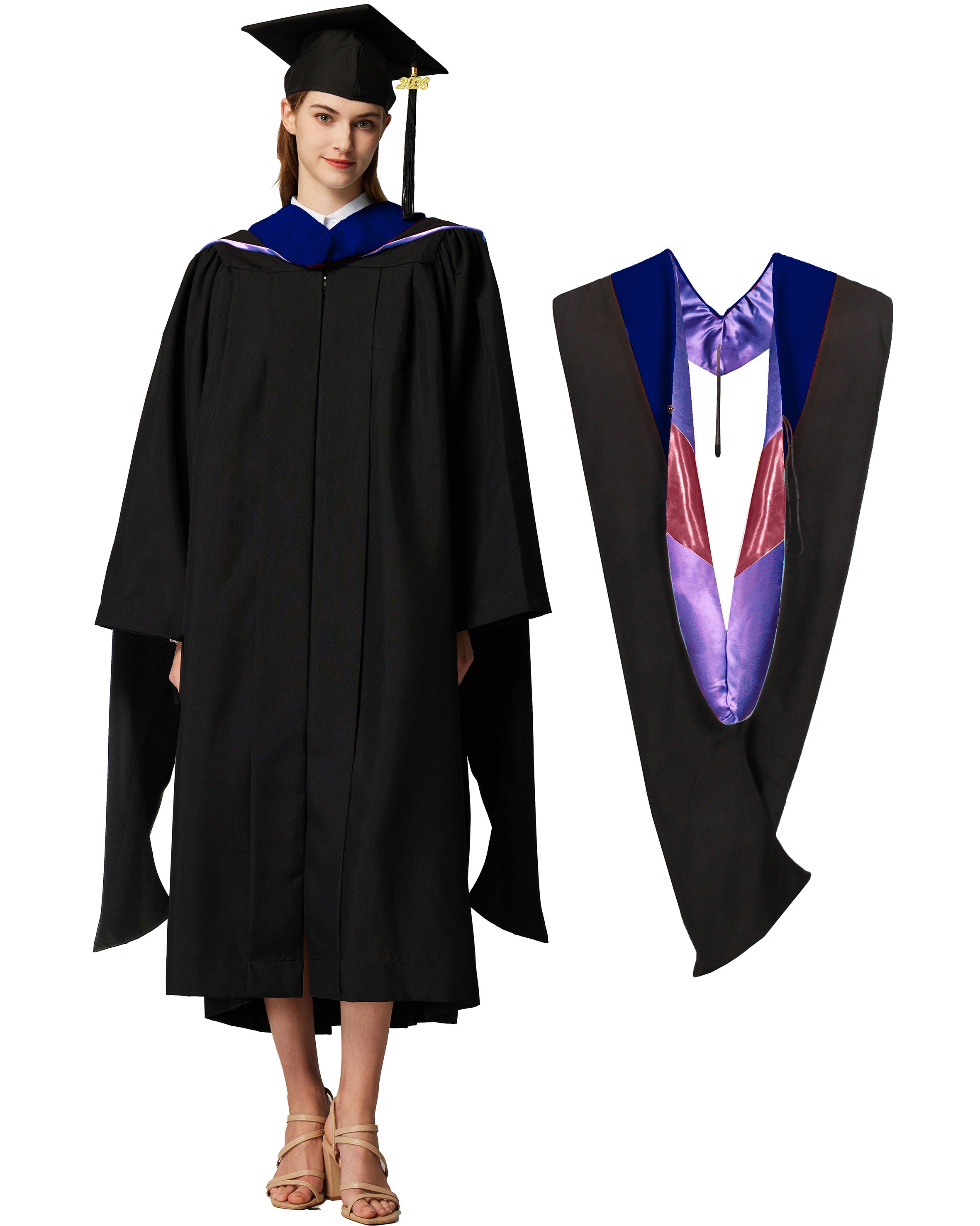 MyGradDay Unisex Master Graduation Gown Cap and Hood Master Regalia with 2026 Tassel