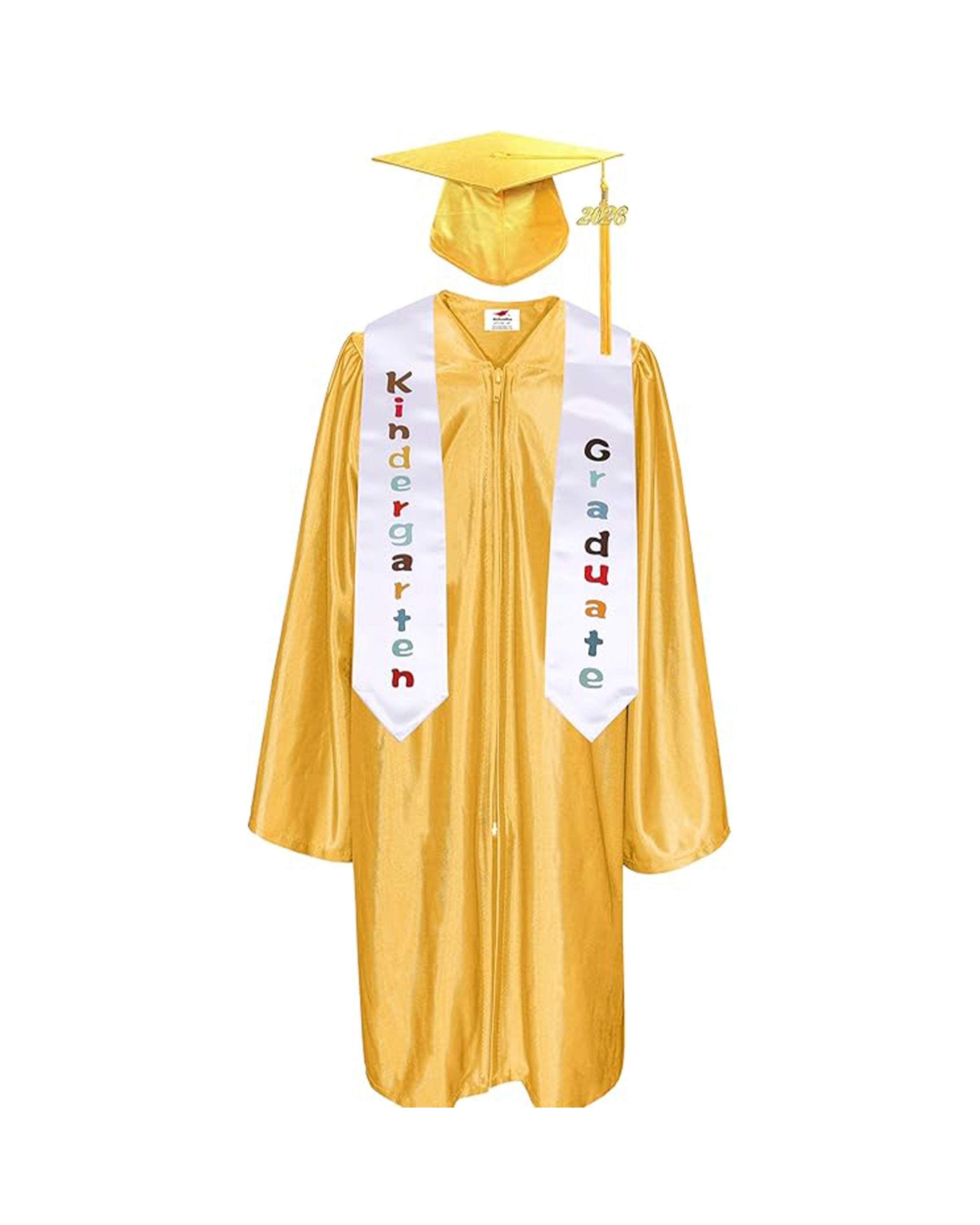 Shiny Kindergarten Graduation Gown Cap with Tassel 2026 Charm Sash