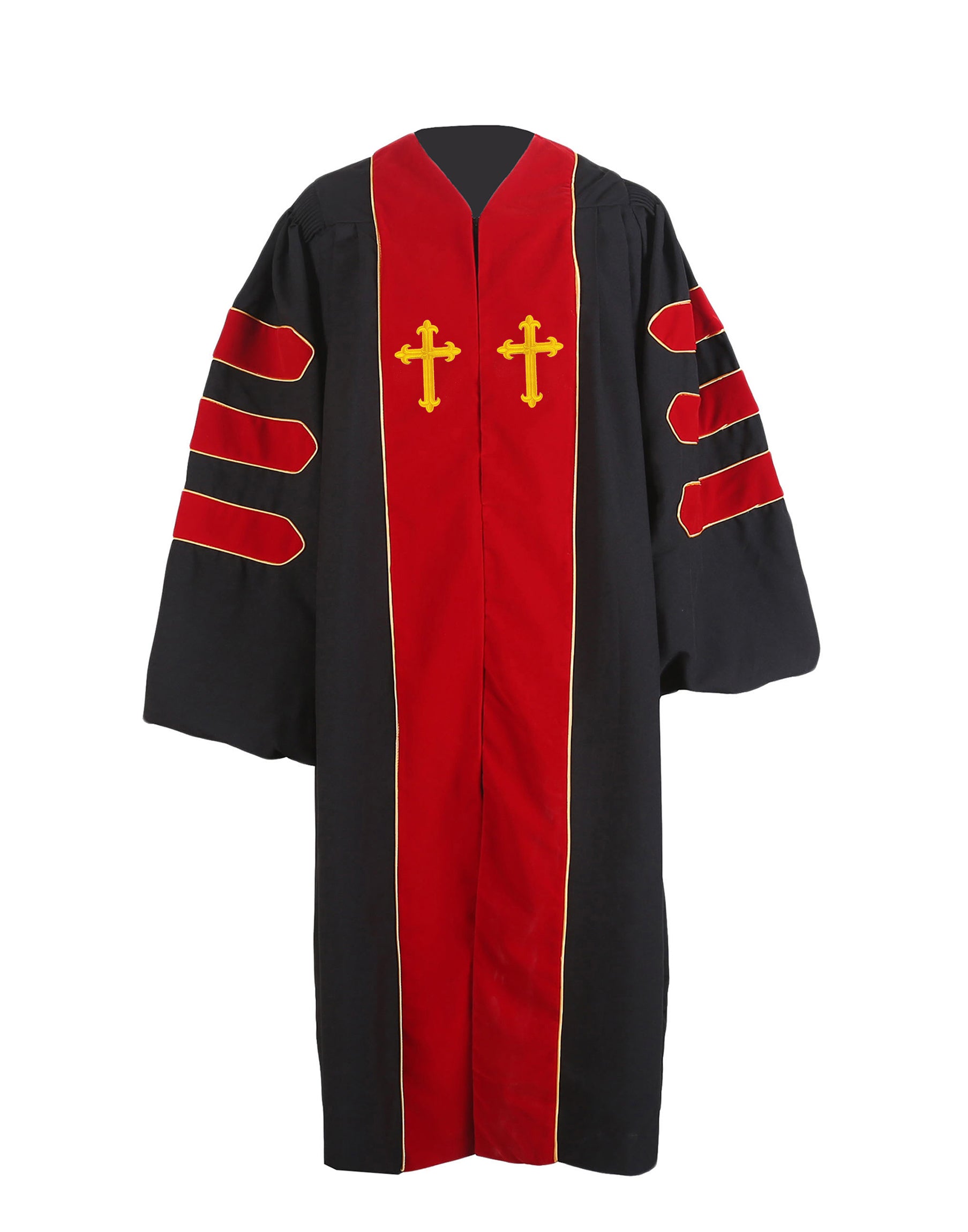 MyGradDay Unisex Deluxe Doctor of Divinity Clergy Robes  Doctorate pulpit robes with Gold Piping Available for Customization