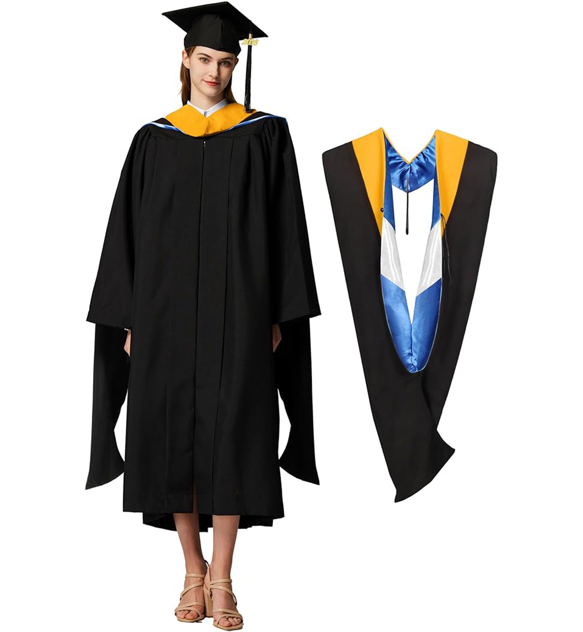 MyGradDay Unisex Master Graduation Gown Cap and Hood Master Regalia with 2026 Tassel