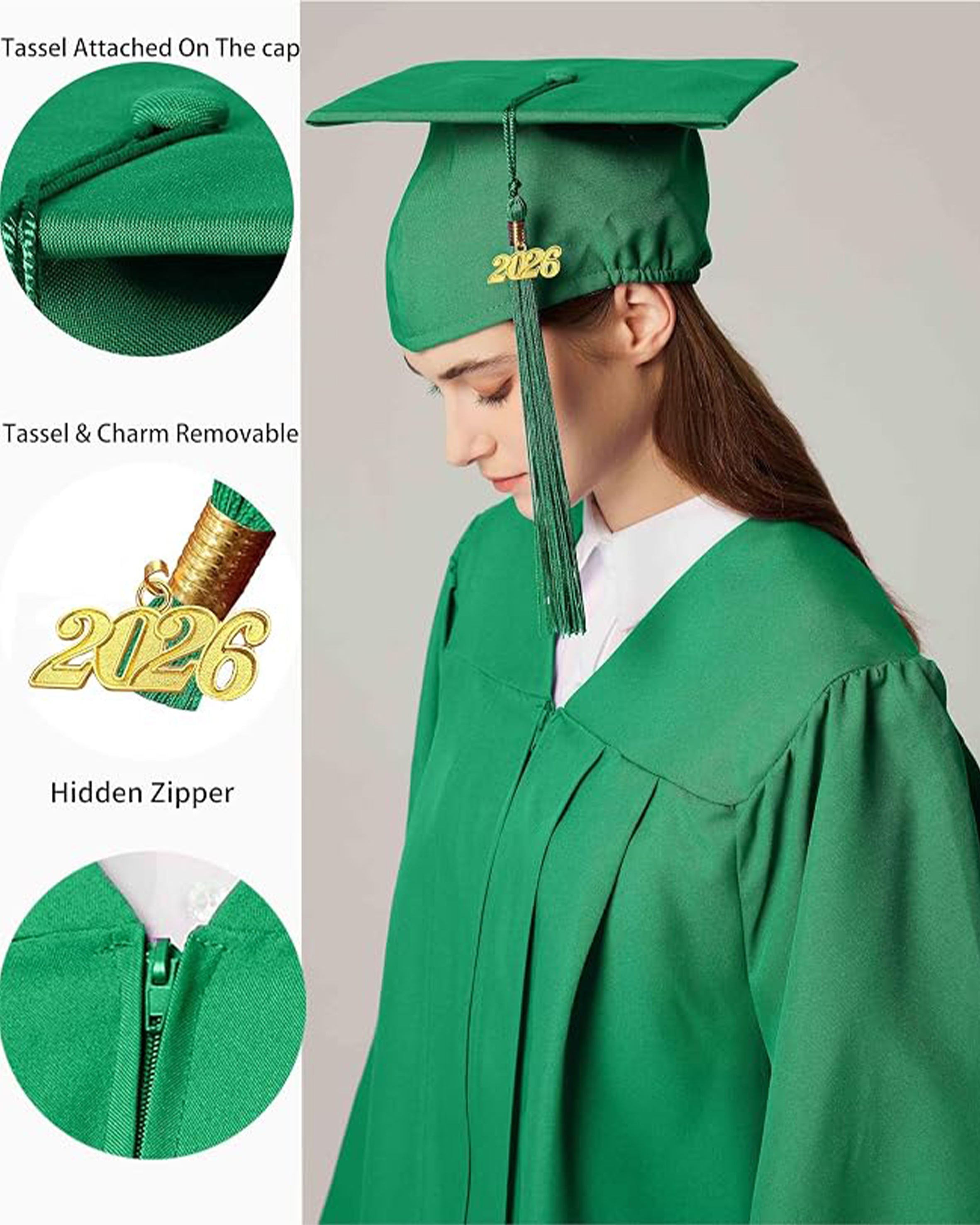 MyGradDay Unisex Matte Graduation Cap and Gown 2026 Set with Tassel Honor Cord Graduation Stoles