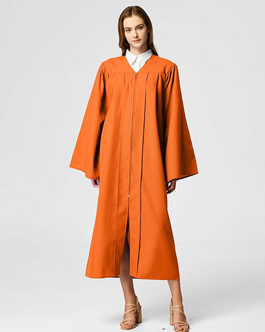 Orange Unisex Matte choir robes for church Baptism Officiant Confirmation Costume,Graduation Gown Pastor &judges robe