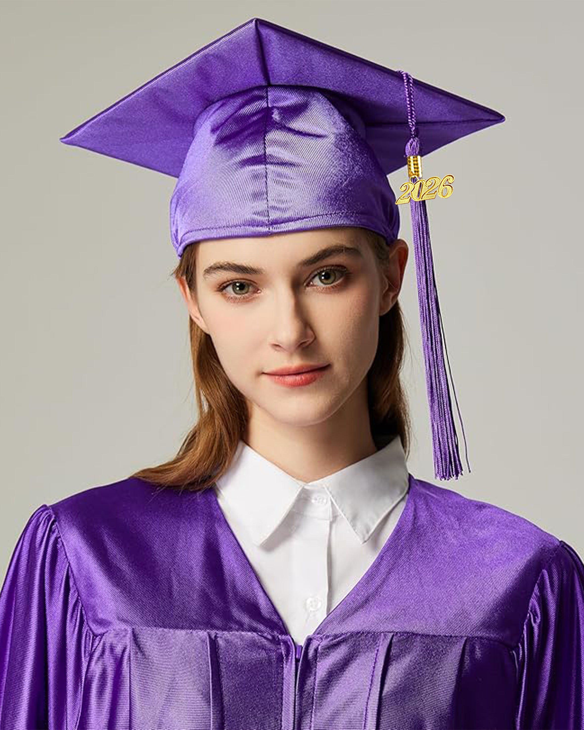 MyGradDay Unisex Adult Shiny Graduation Cap with Tassel 2026 Year Charm