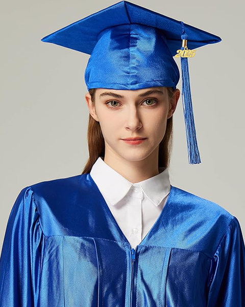 MyGradDay Unisex Adult Shiny Graduation Cap with 2024+2025 Tassel Year Charm