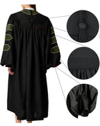 Deluxe Doctoral Graduation Gown with Gold Piping and Doctoral Tam Package (Forest Green Velvet)