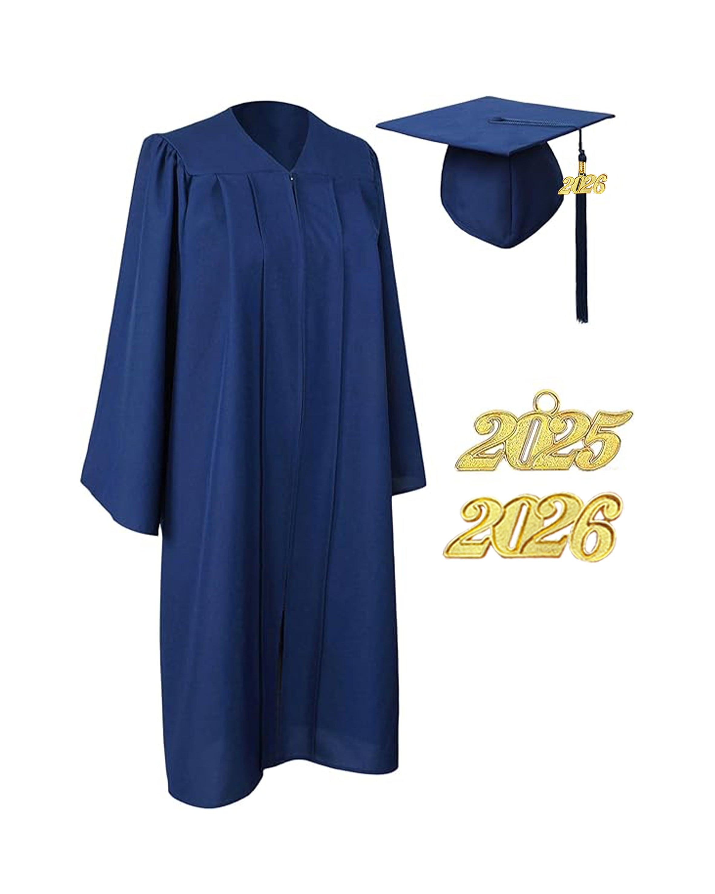 Unisex Matte Graduation Cap & Gown with Tassel 2026 Year Charm ( Rich Color )