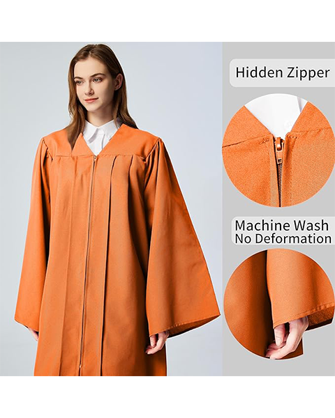 Orange Unisex Matte choir robes for church Baptism Officiant Confirmation Costume,Graduation Gown Pastor &judges robe