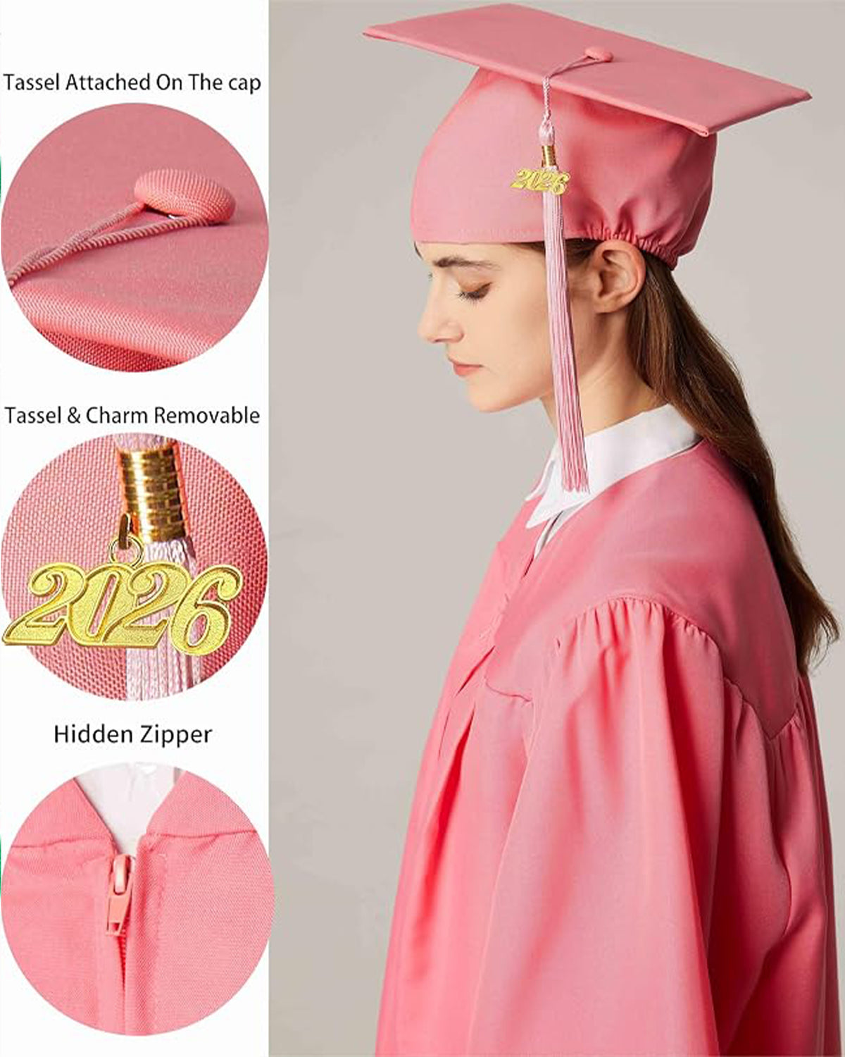 MyGradDay Unisex Matte Graduation Cap and Gown 2026 Set with Tassel Honor Cord Graduation Stoles