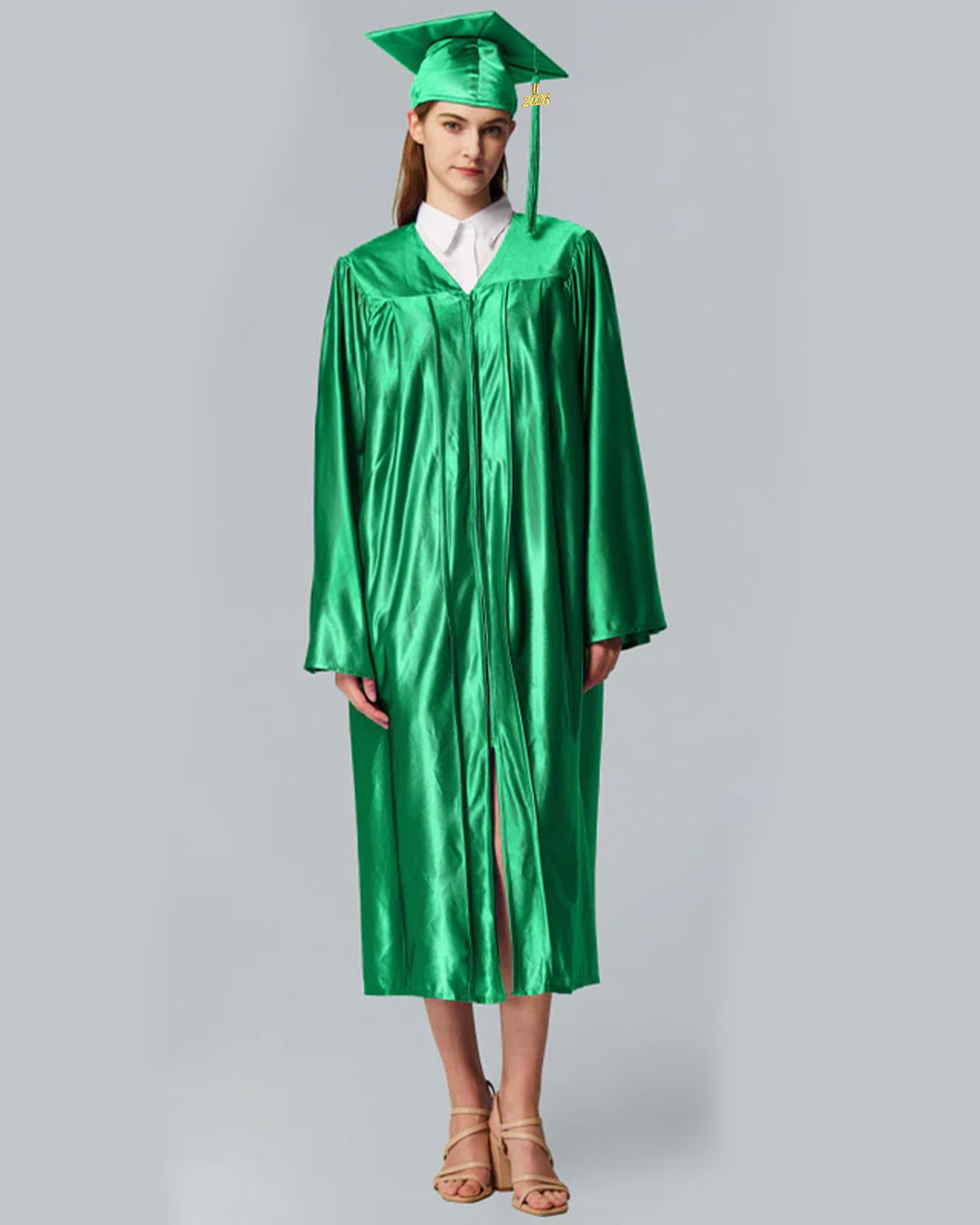 Unisex Shiny Graduation Cap and Gown with Tassel 2026 Year Charm ( Rich Color )