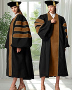 Deluxe Doctoral Graduation Gown with Gold Piping and Doctoral Tam Package (Drab Velvet)