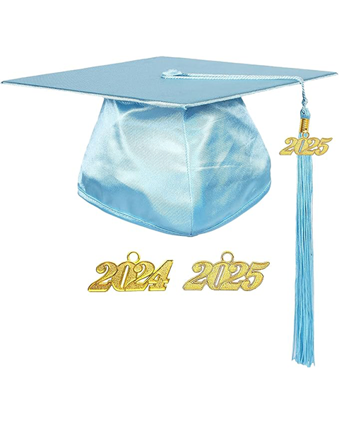 MyGradDay Unisex Adult Shiny Graduation Cap with 2024+2025 Tassel Year Charm