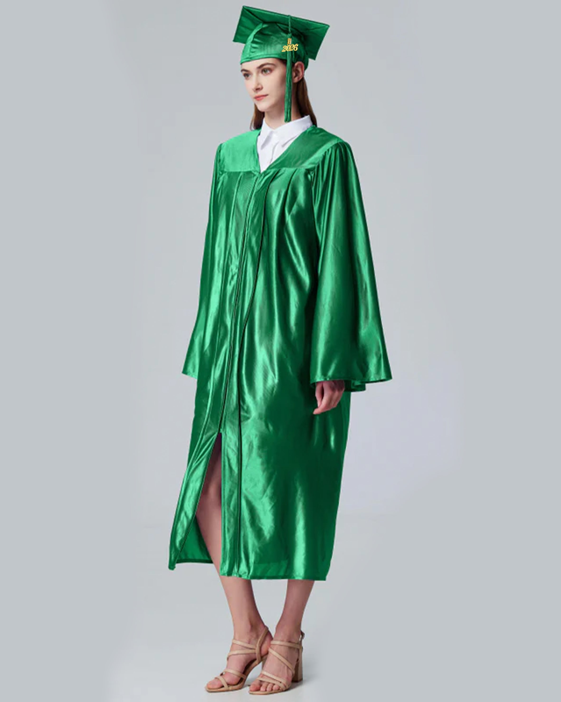 Unisex Shiny Graduation Cap and Gown with Tassel 2026 Year Charm ( Rich Color )