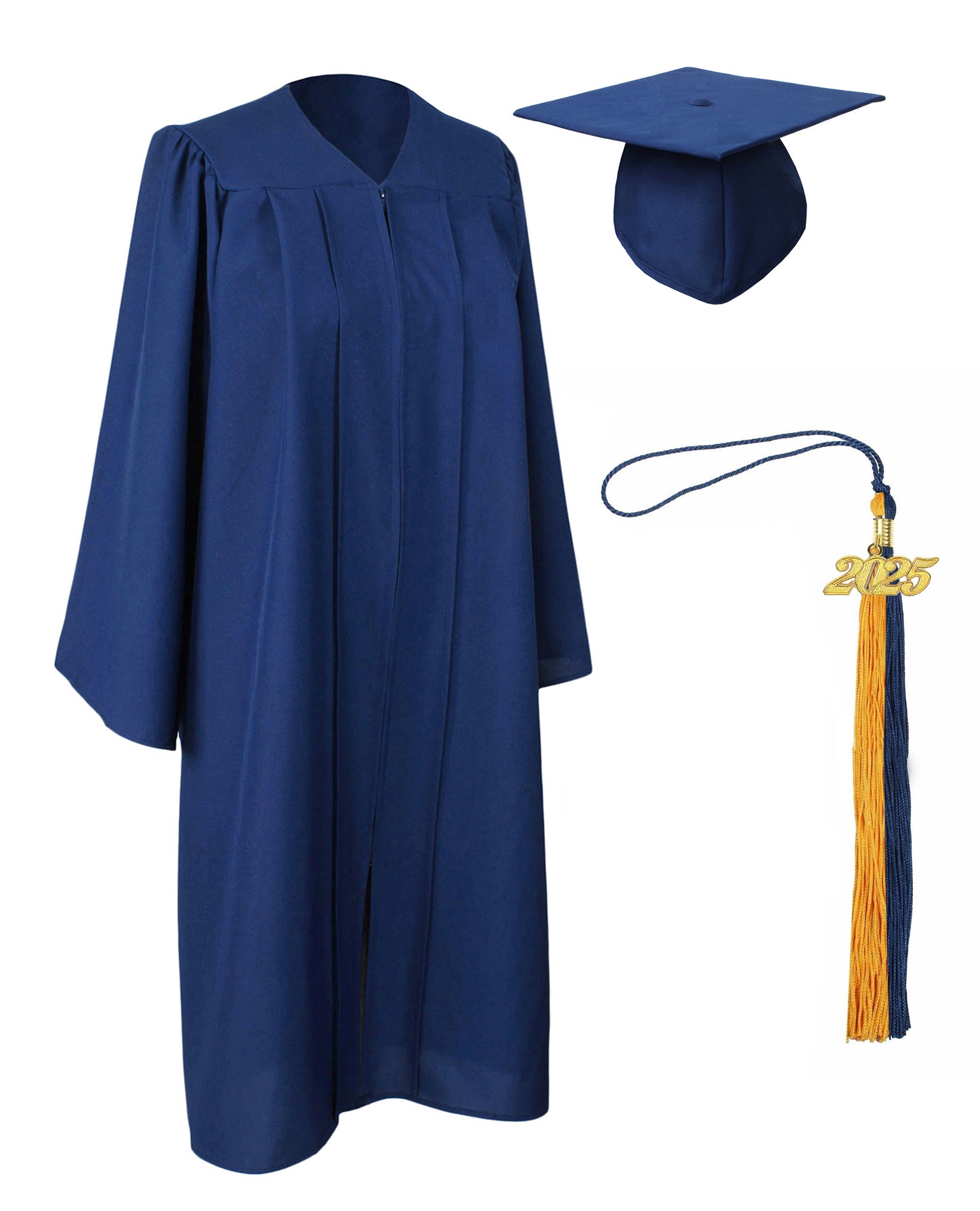 MyGradDay Unisex  Matte Graduation Cap & Gown with Tassel 2025 Year Charm Rich Color（FREE SHIPPING）