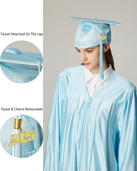 MyGradDay Unisex Adult Shiny Graduation Cap with 2024+2025 Tassel Year Charm