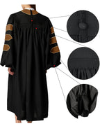 Deluxe Doctoral Graduation Gown with Gold Piping and Doctoral Tam Package (Drab Velvet)