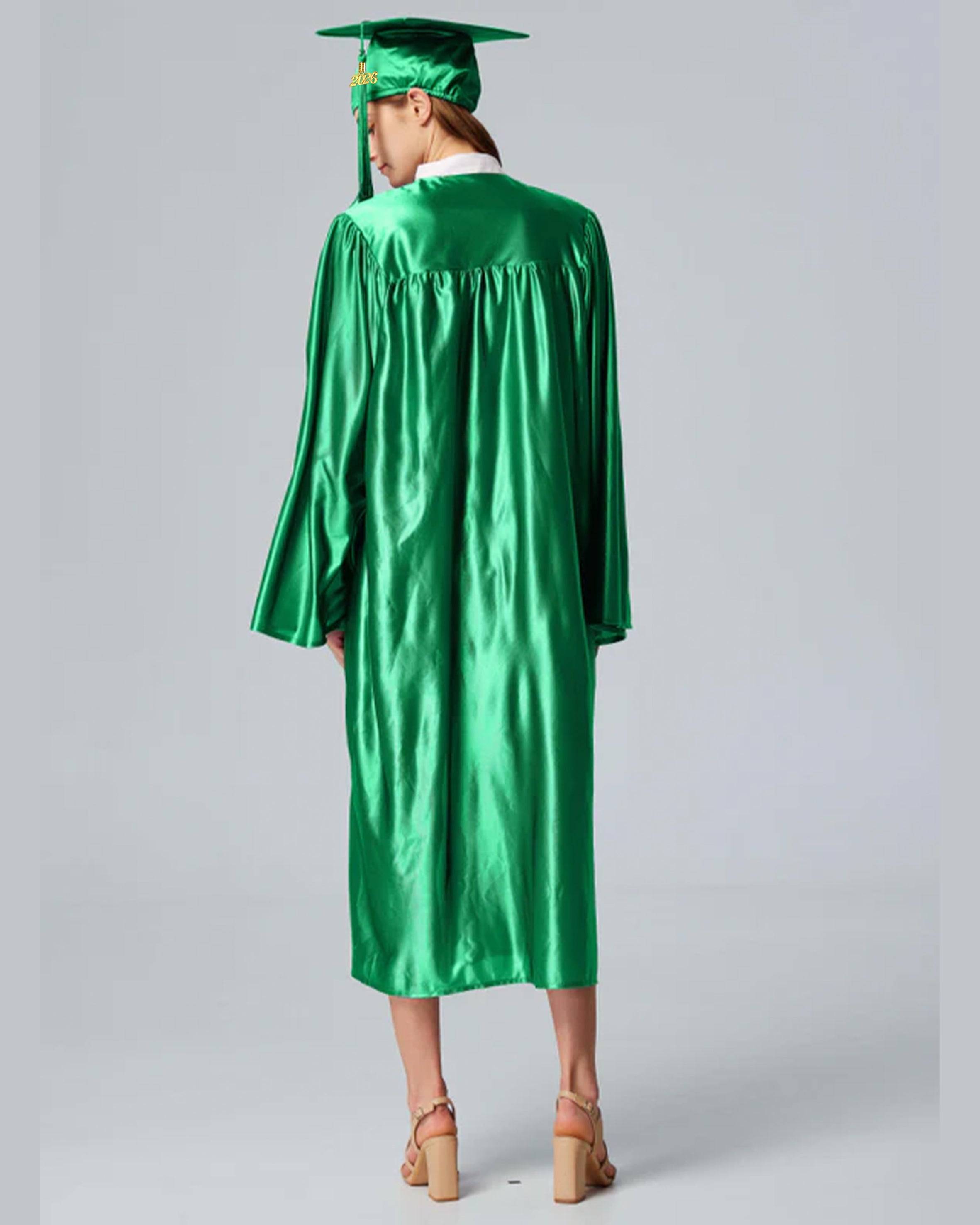 Unisex Shiny Graduation Cap and Gown with Tassel 2026 Year Charm ( Rich Color )