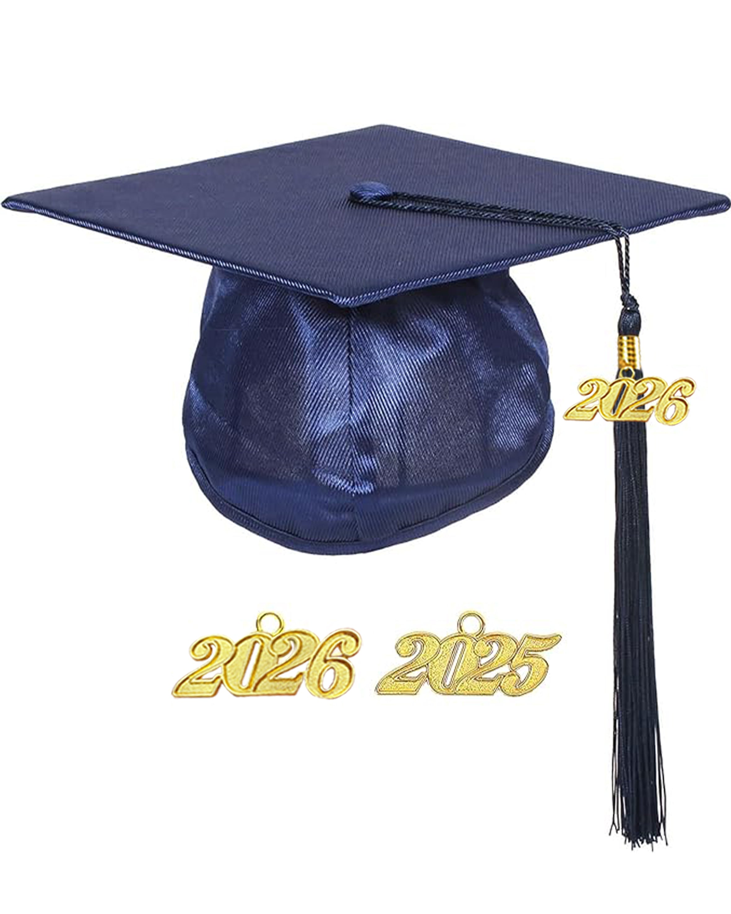 MyGradDay Unisex Adult Shiny Graduation Cap with Tassel 2026 Year Charm
