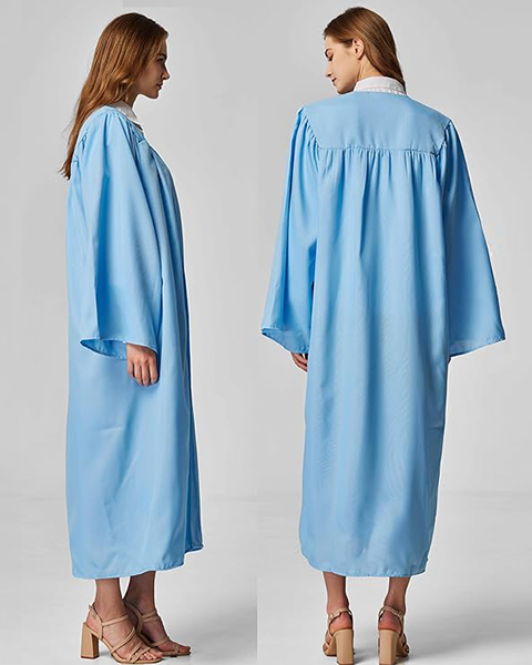 Sky Blue Unisex Matte choir robes for church Baptism Officiant Confirmation Costume,Graduation Gown Pastor &judges robe