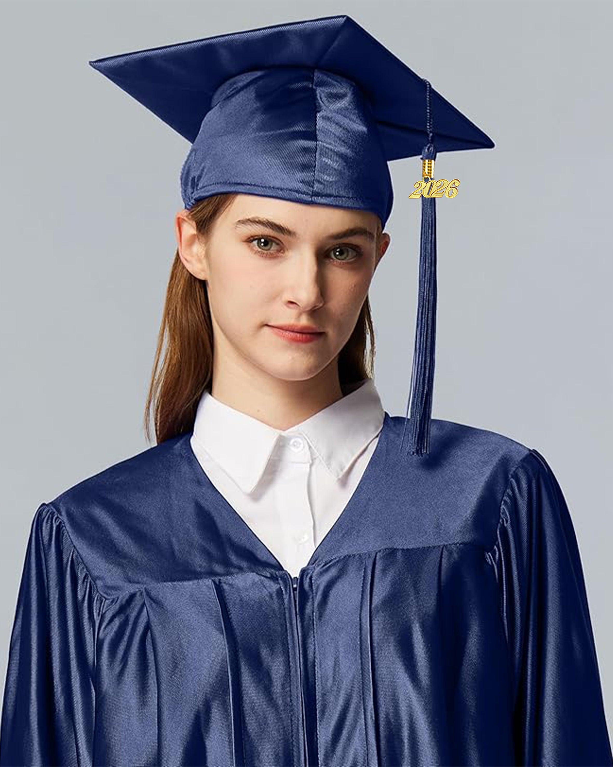 MyGradDay Unisex Adult Shiny Graduation Cap with Tassel 2026 Year Charm