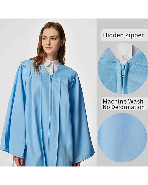 Sky Blue Unisex Matte choir robes for church Baptism Officiant Confirmation Costume,Graduation Gown Pastor &judges robe
