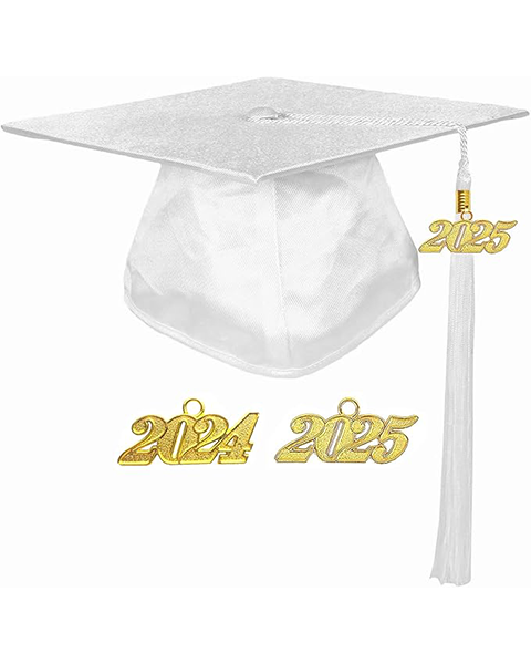 MyGradDay Unisex Adult Shiny Graduation Cap with 2024+2025 Tassel Year Charm