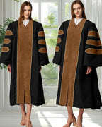 Deluxe Doctoral Graduation Gown|Graduation Regalia|PHD Gown with Gold Piping