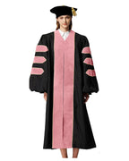 Deluxe Doctoral Graduation Gown with Gold Piping and Doctoral Tam Package (Pink Velvet)