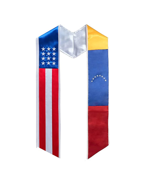 Mixed Flag Graduation Stole  For International Graduates  (USA + International)