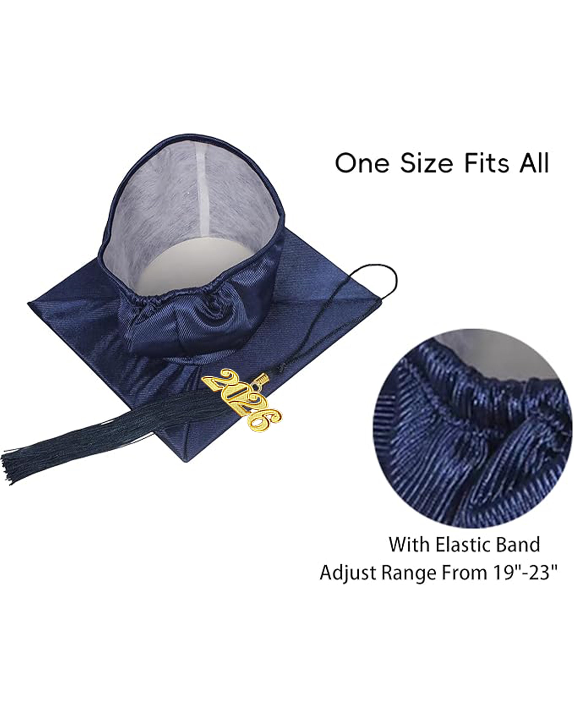 MyGradDay Unisex Adult Shiny Graduation Cap with Tassel 2026 Year Charm