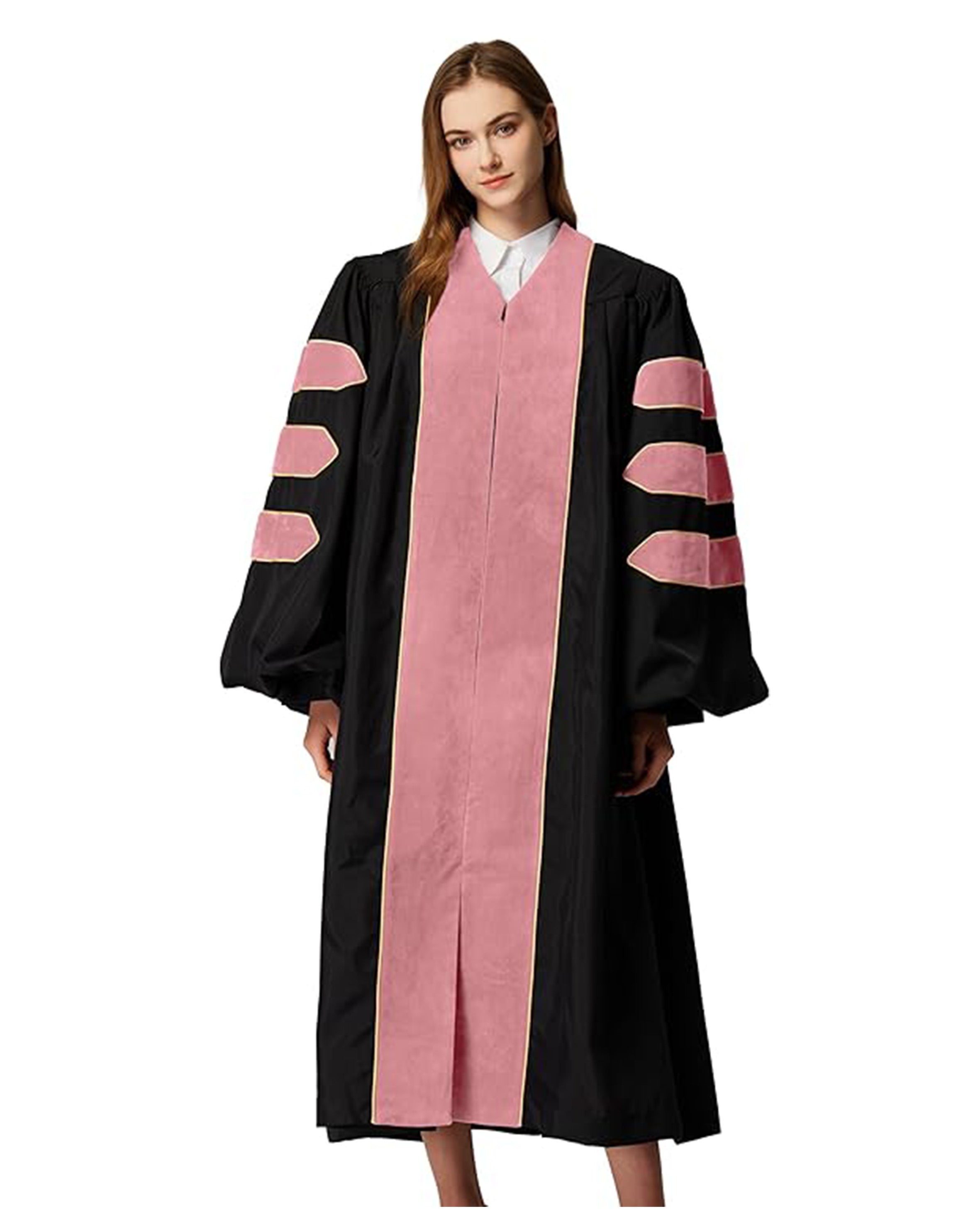 Deluxe Doctoral Graduation Gown|Graduation Regalia|PHD Gown with Gold Piping