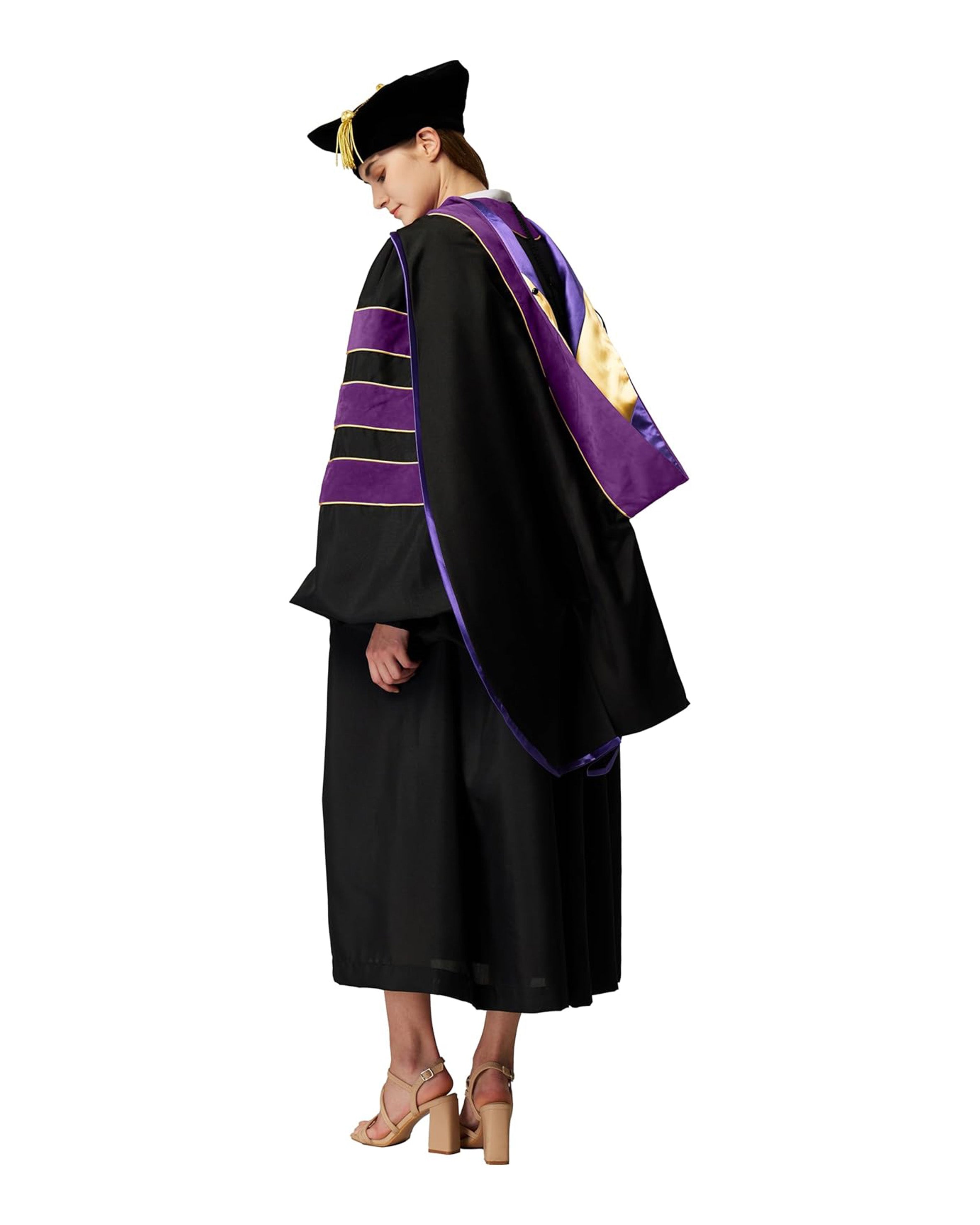 Deluxe Doctoral Graduation Hood with Gold Piping