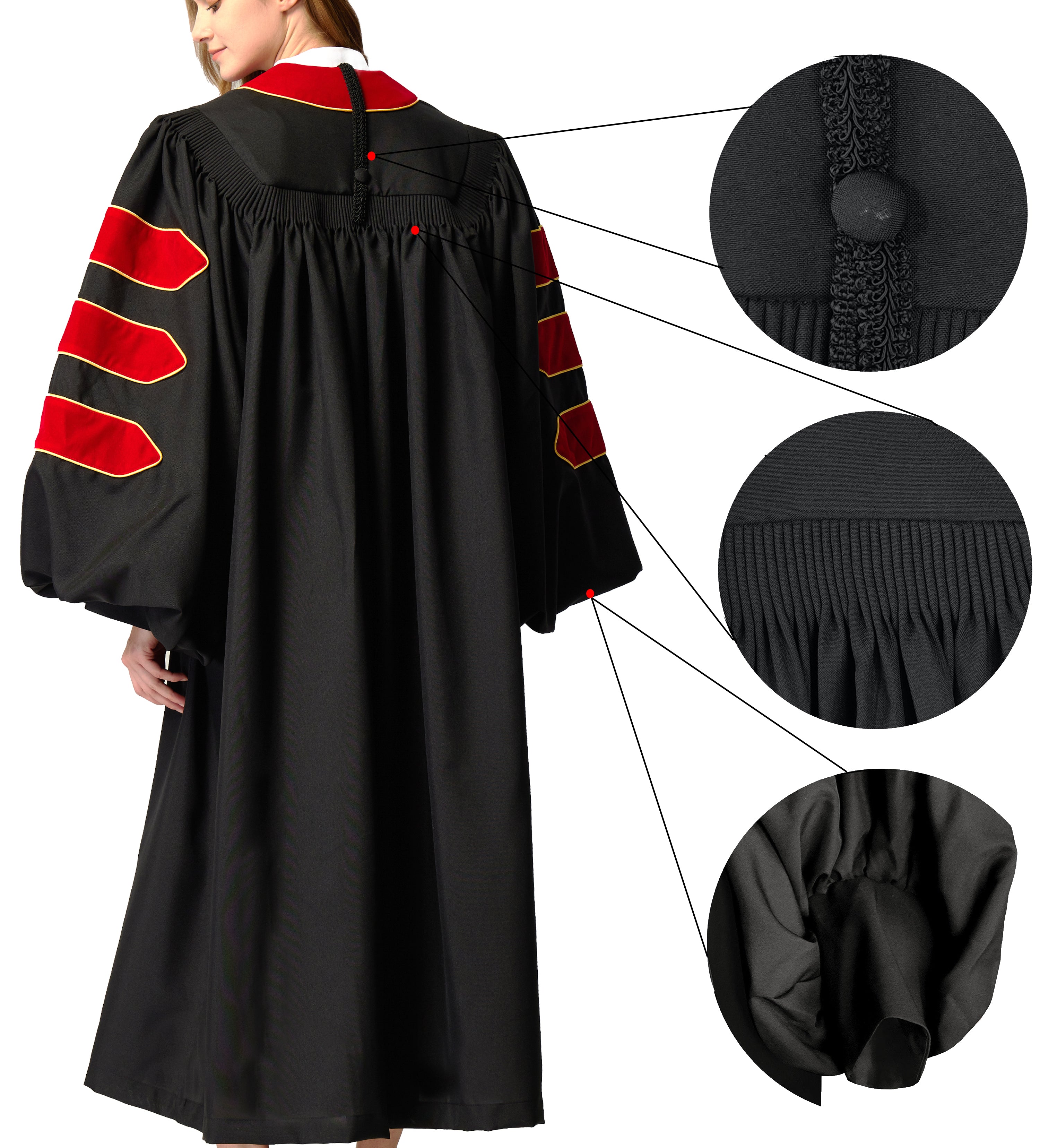 MyGradDay Unisex Deluxe Doctor of Divinity Clergy Robes  Doctorate pulpit robes with Gold Piping Available for Customization