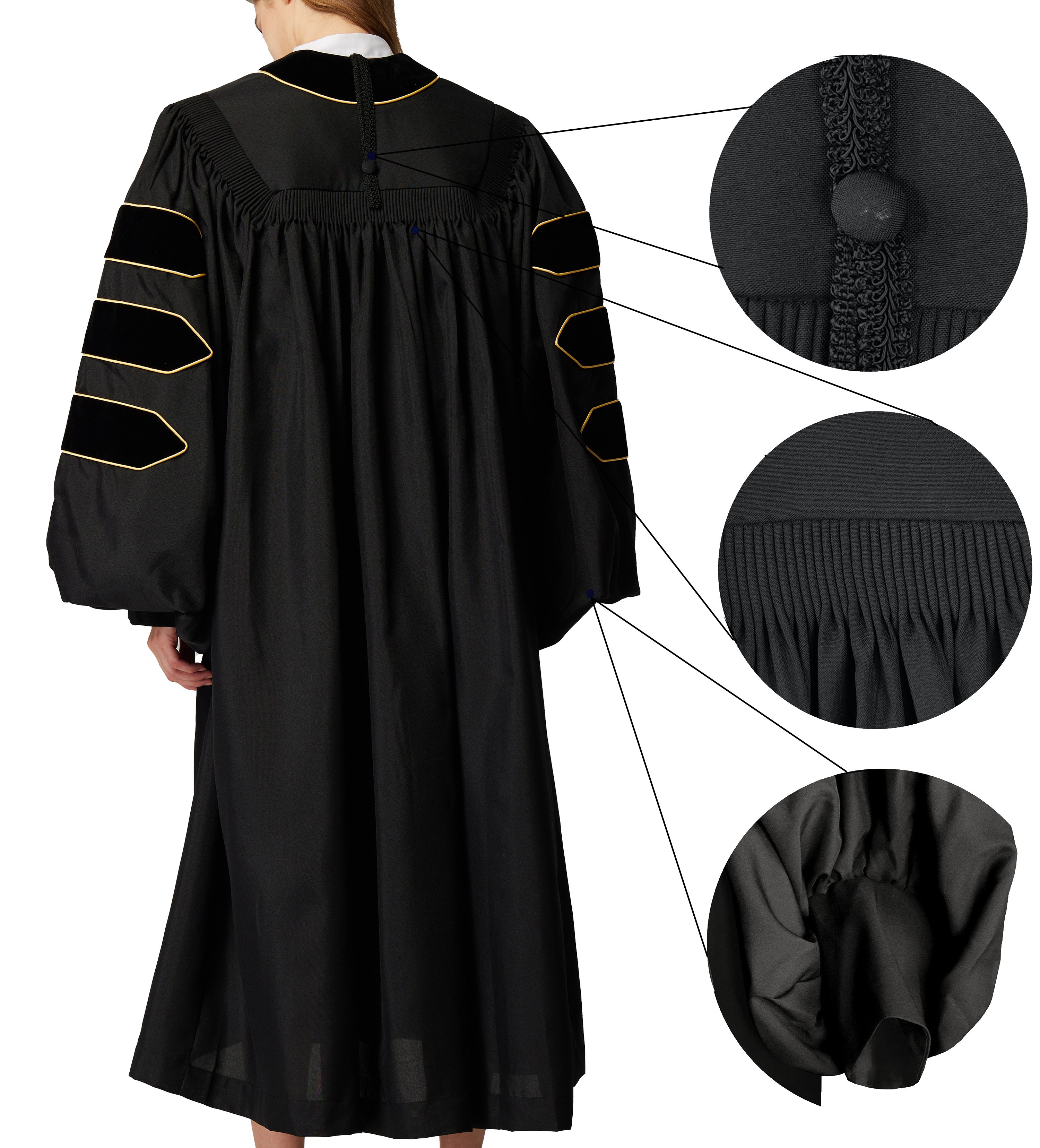 MyGradDay Unisex Deluxe Doctor of Divinity Clergy Robes  Doctorate pulpit robes with Gold Piping Available for Customization