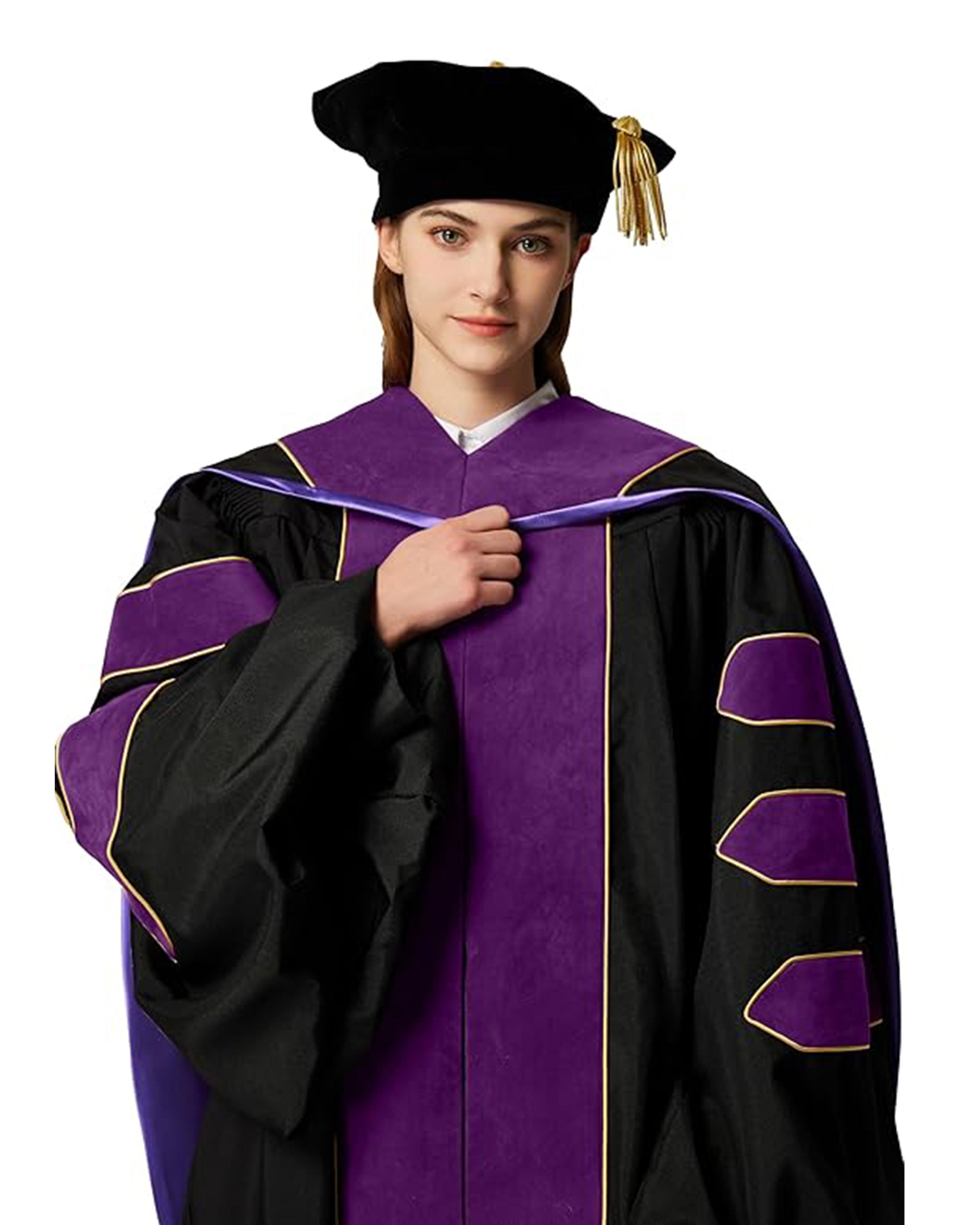 Deluxe Doctoral Graduation Hood with Gold Piping