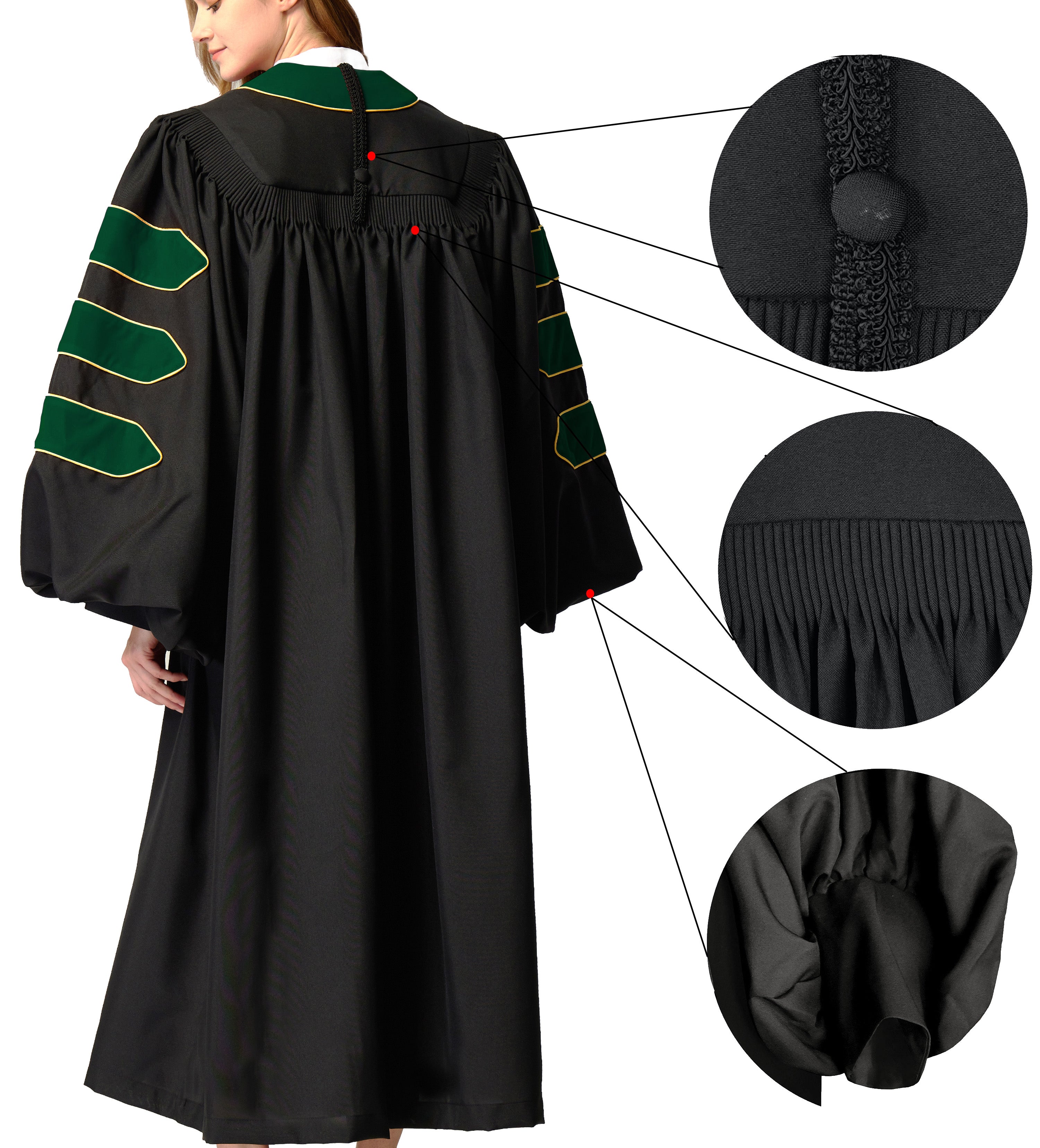 MyGradDay Unisex Deluxe Doctor of Divinity Clergy Robes  Doctorate pulpit robes with Gold Piping Available for Customization