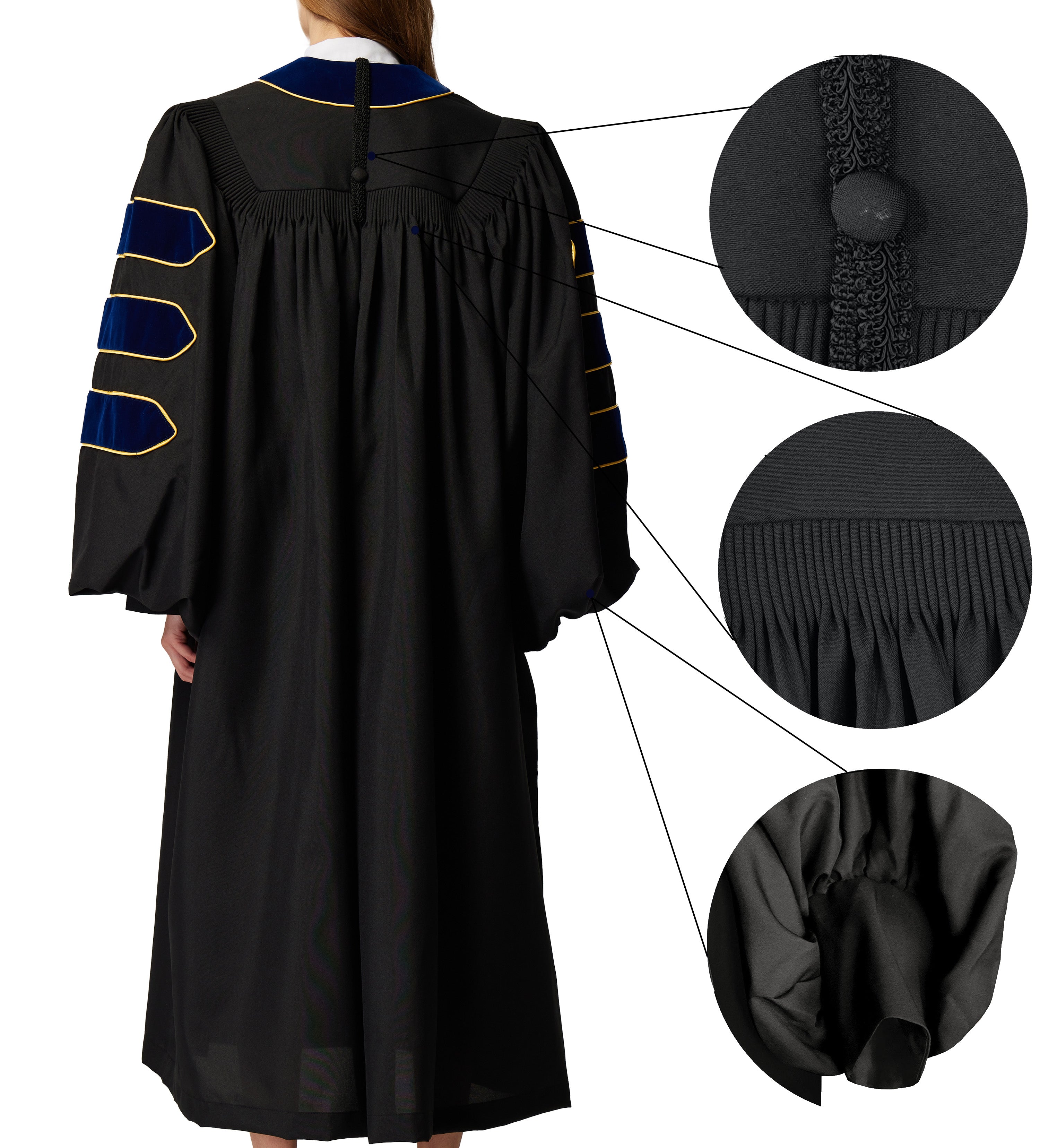 MyGradDay Unisex Deluxe Doctor of Divinity Clergy Robes  Doctorate pulpit robes with Gold Piping Available for Customization