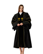 MyGradDay Unisex Deluxe Doctor of Divinity Clergy Robes  Doctorate pulpit robes with Gold Piping Available for Customization