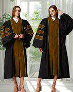 Deluxe Doctoral Graduation Gown|Graduation Regalia|PHD Gown with Gold Piping