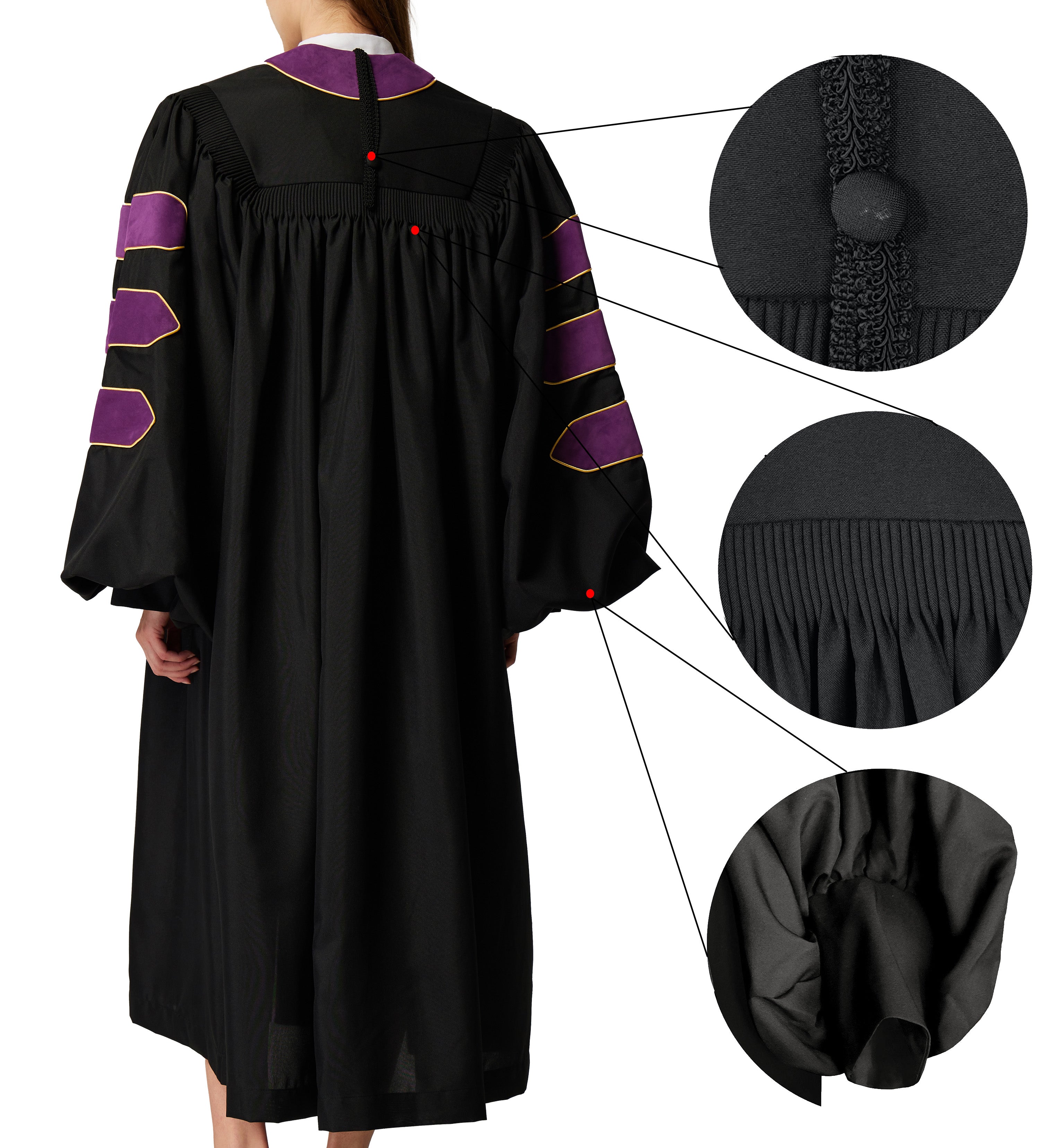 MyGradDay Unisex Deluxe Doctor of Divinity Clergy Robes  Doctorate pulpit robes with Gold Piping Available for Customization
