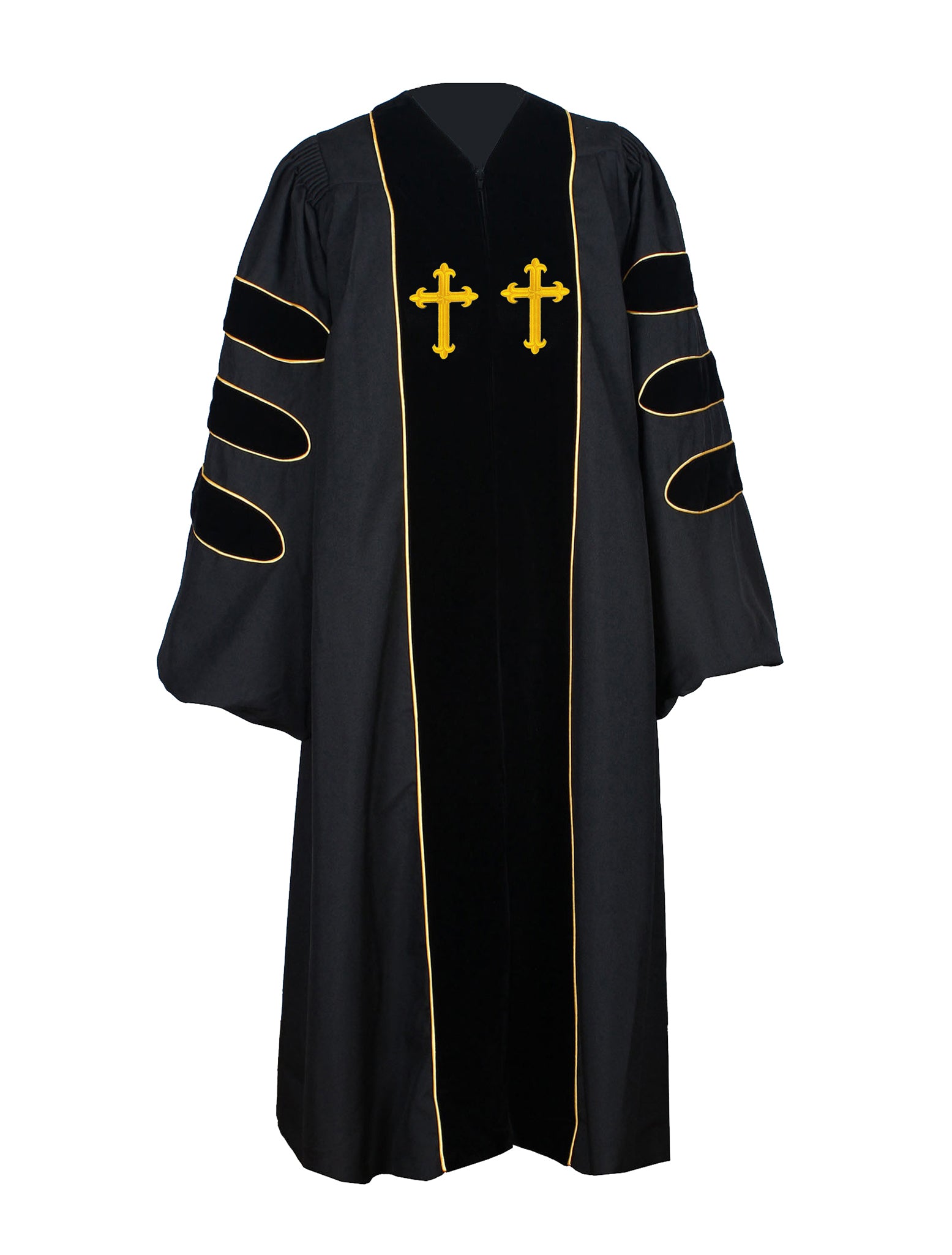 MyGradDay Unisex Deluxe Doctor of Divinity Clergy Robes  Doctorate pulpit robes with Gold Piping Available for Customization